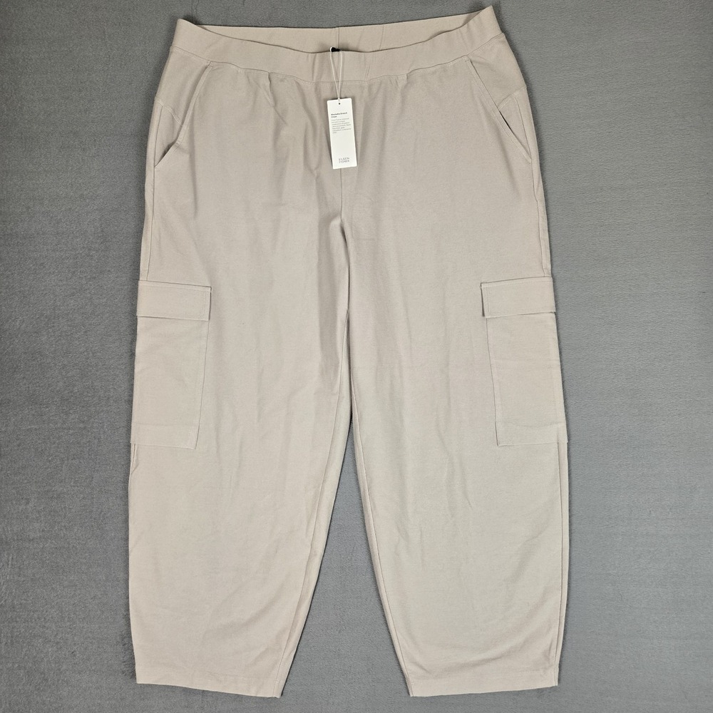 Eileen Fisher Pants Womens 1X Lantern Ankle Cargo Dove Beige Lightweight NWT
